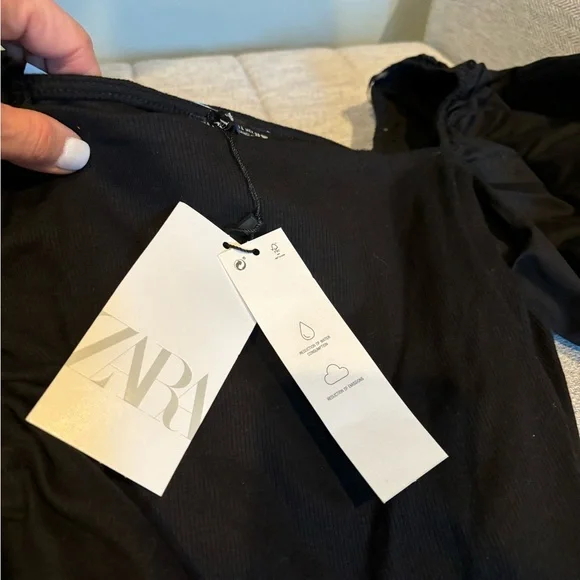 Women's Zara Black Cropped Top -  Size Large NWT - Picture 3 of 7